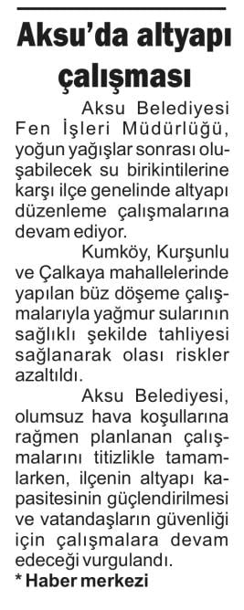 AKSU’DA ALTYAPI ÇALIŞMASI