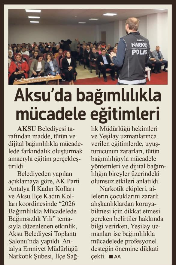 AKSU’DA BAĞIMLILIKLA MÜCADELE EĞİTİMLERİ