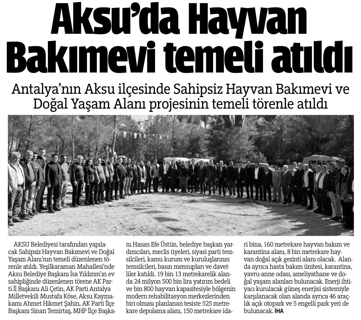 AKSU’DA HAYVAN BAKIMEVİ TEMELİ ATILDI