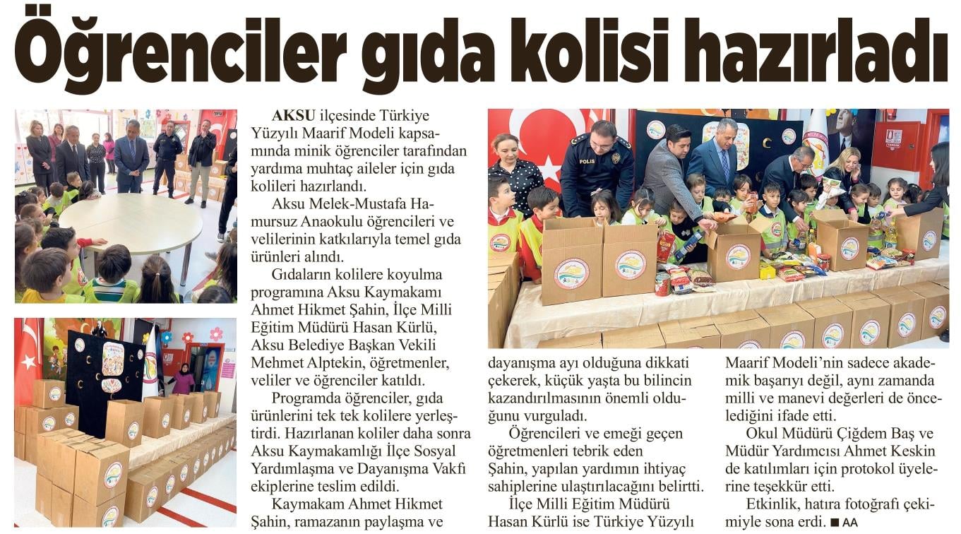 ÖĞRENCİLER GIDA KOLİSİ HAZIRLADI