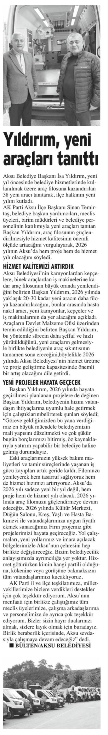YILDIRIM, YENİ ARAÇLARI TANITTI